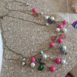 Betsey Johnson pink and white necklace